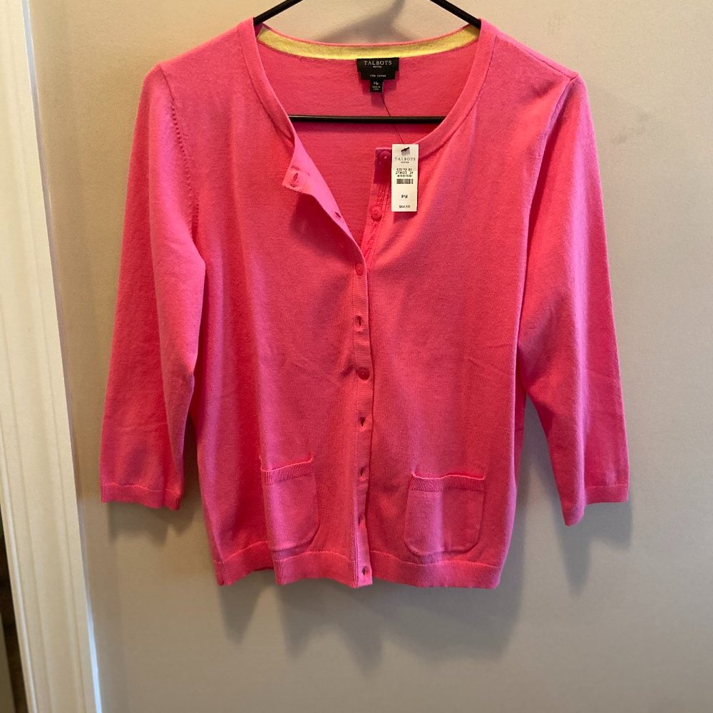 Talbot's PINK Charming Cardigan NWT, Size Petite M